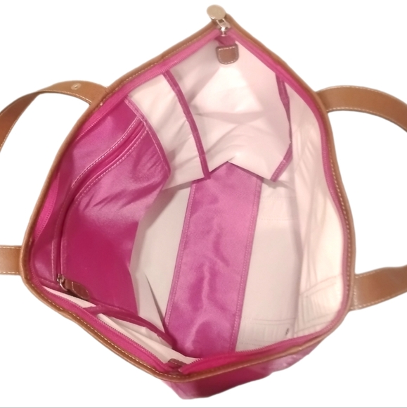 LANCEL | Tote Shoulder Nylon Zipper Bag in Fuchsia - Picture 7 of 8